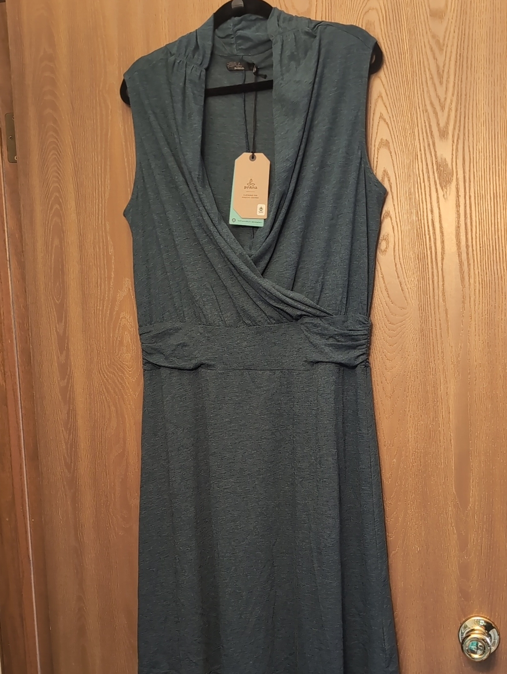Prana Teal Sleeveless Wrap-Style Dress